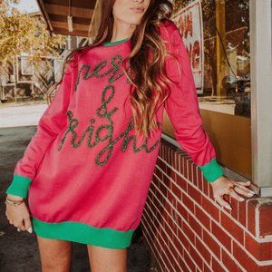 Queen of Sparkles "Merry & Bright" Sweater Dress